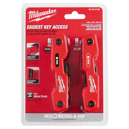 Milwaukee 17-Key Fold-Up Metric/SAE Hex Set 2 pc