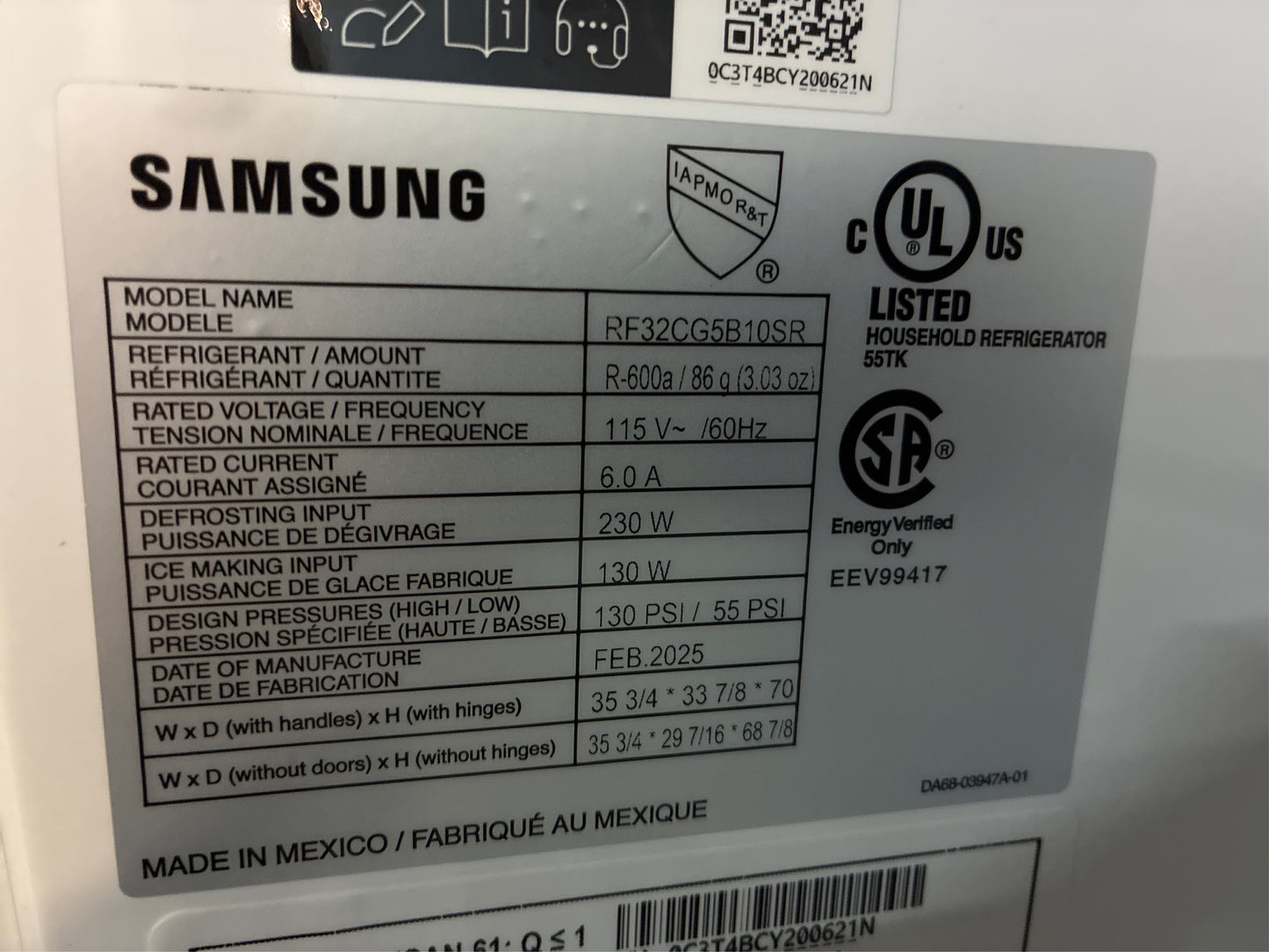 Samsung 31 cu. ft. 3-Door French Door Refrigerator