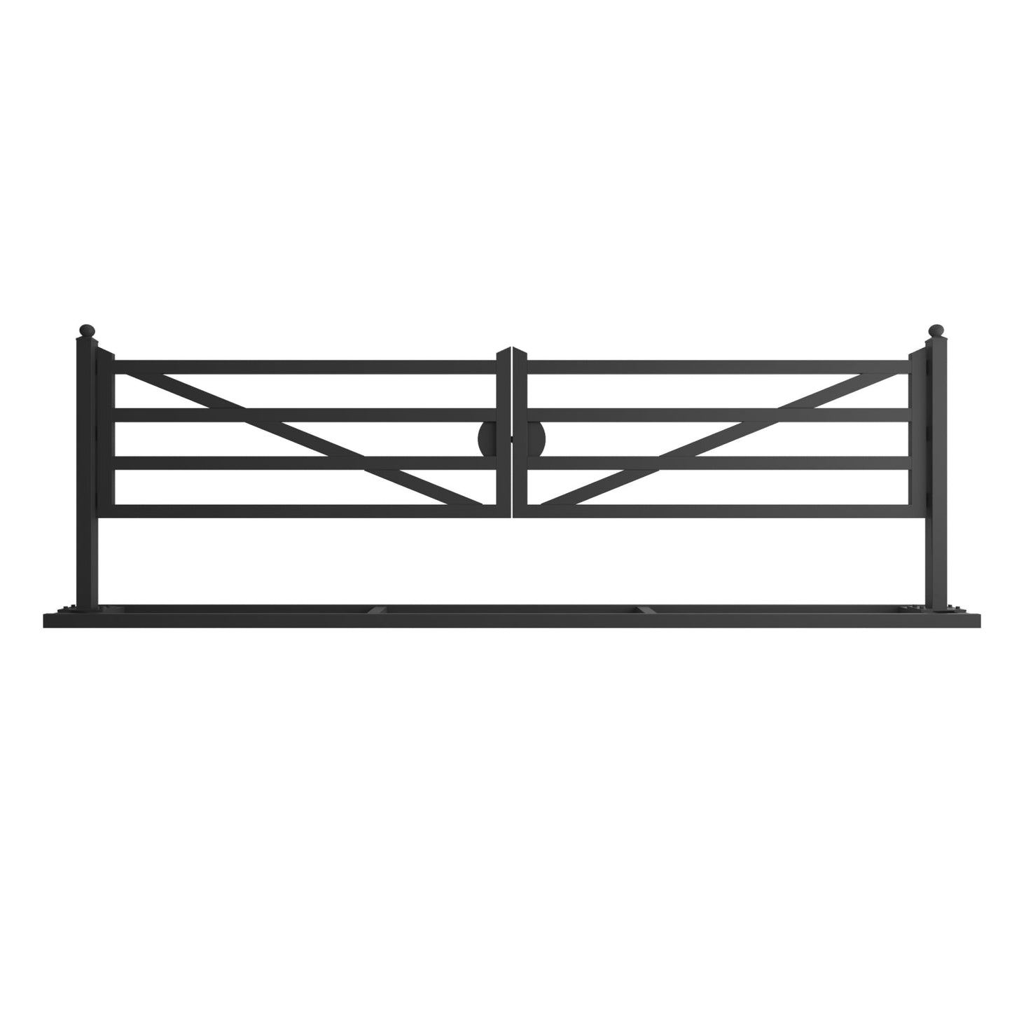20 ft Farm Driveway Gate with Diagonal Tubes, Dual Swing
