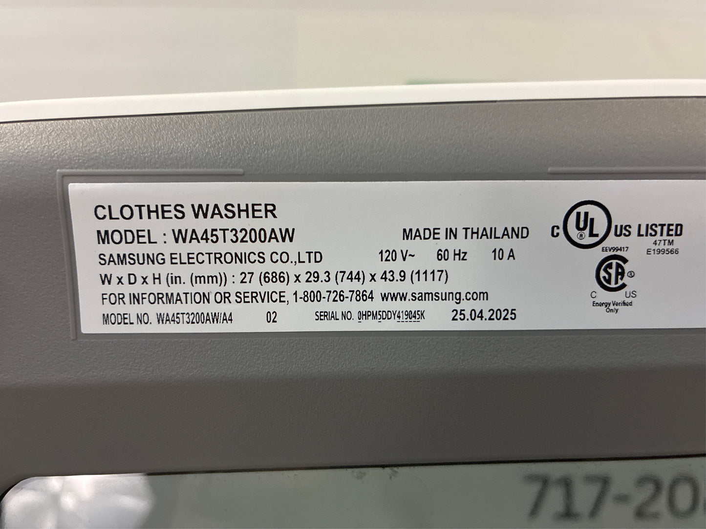 Samsung 4.5 cu. ft. White Top Load Washer