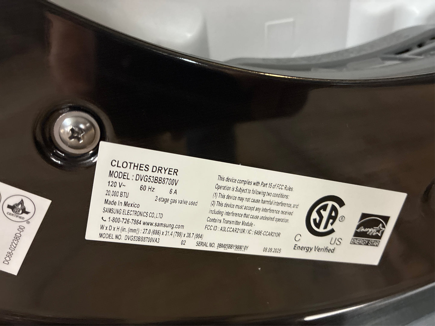 Samsung Bespoke 7.6 cu ft Gas Dryer in Brushed Black