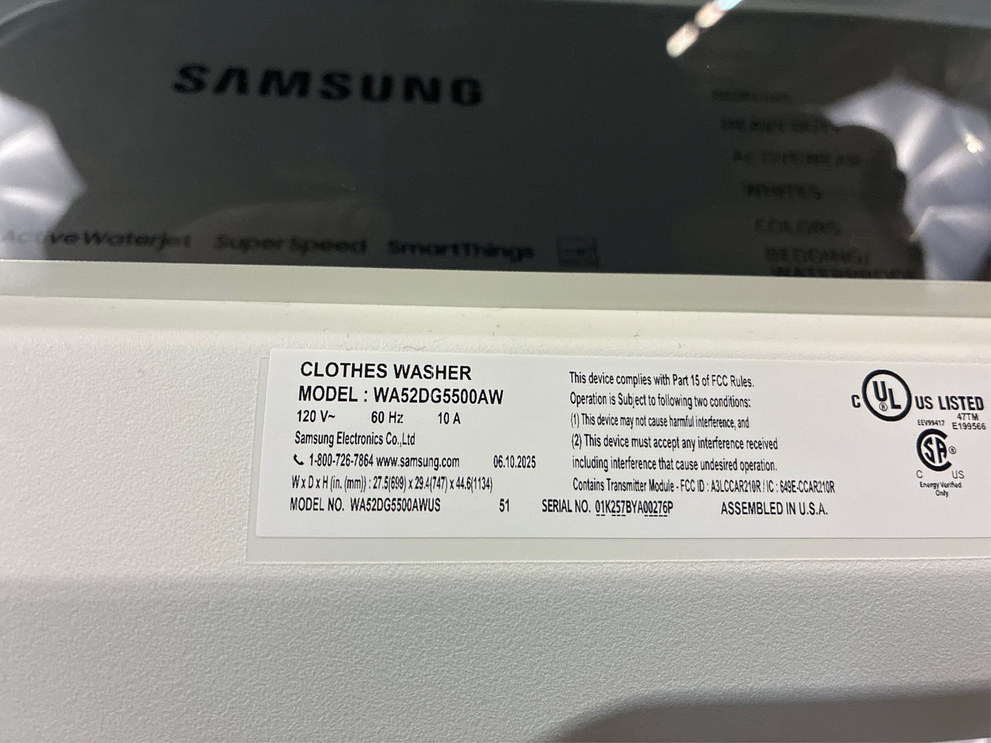 Samsung 5.2 cu ft Top Load Washer White