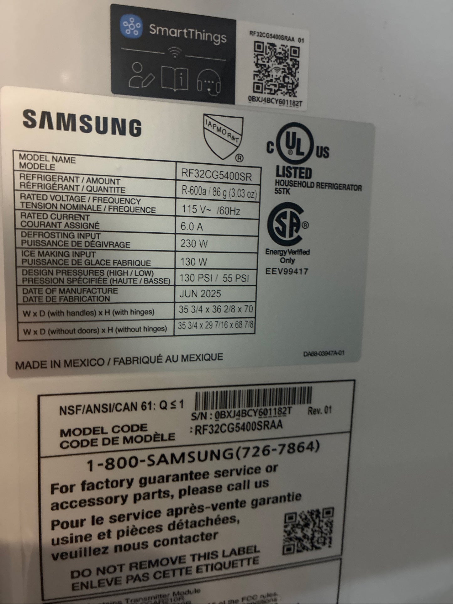 Samsung 31 cuft 3-Door French Door Refrigerator