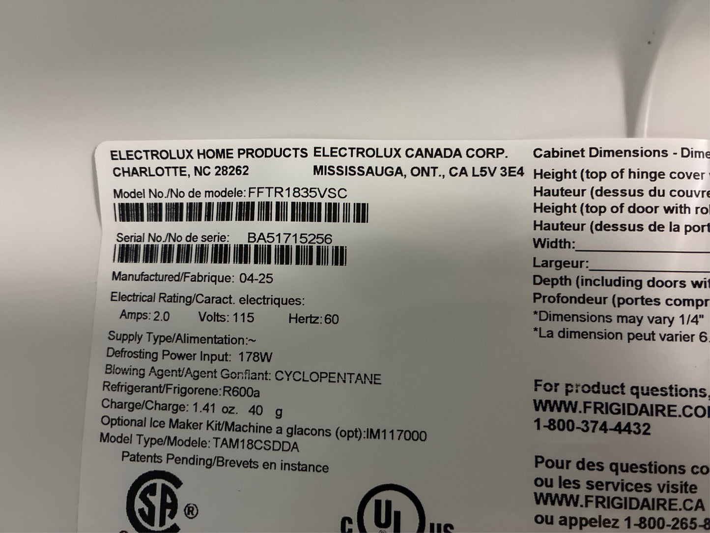 Frigidaire 30" 18.3 cu. ft. Top Freezer Refrigerator