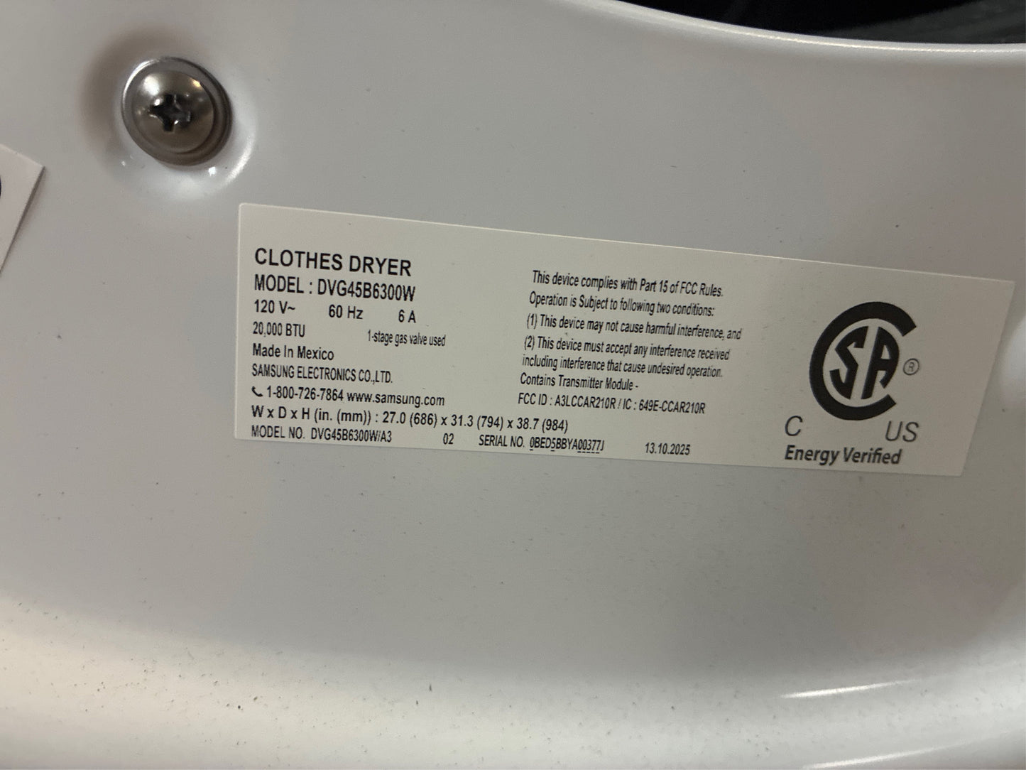 Samsung 7.5 cu. ft. Smart Gas Dryer with Steam