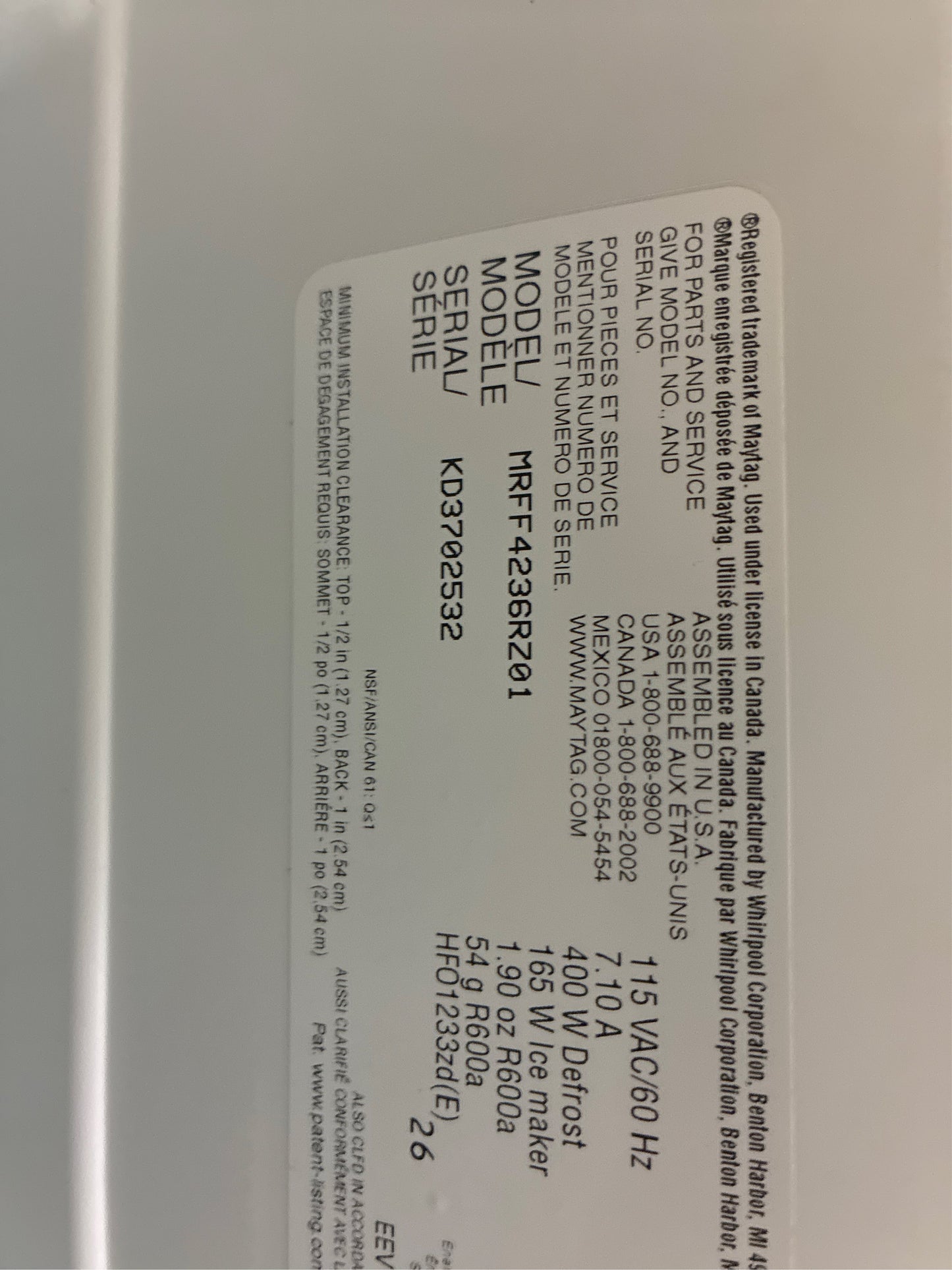 Maytag 25 cu. ft. French Door Refrigerator, Fingerprint Resist