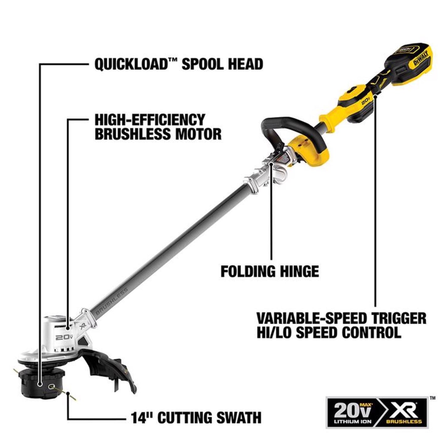 DeWalt 20V MAX DCST922P1 14 in. String Trimmer Kit