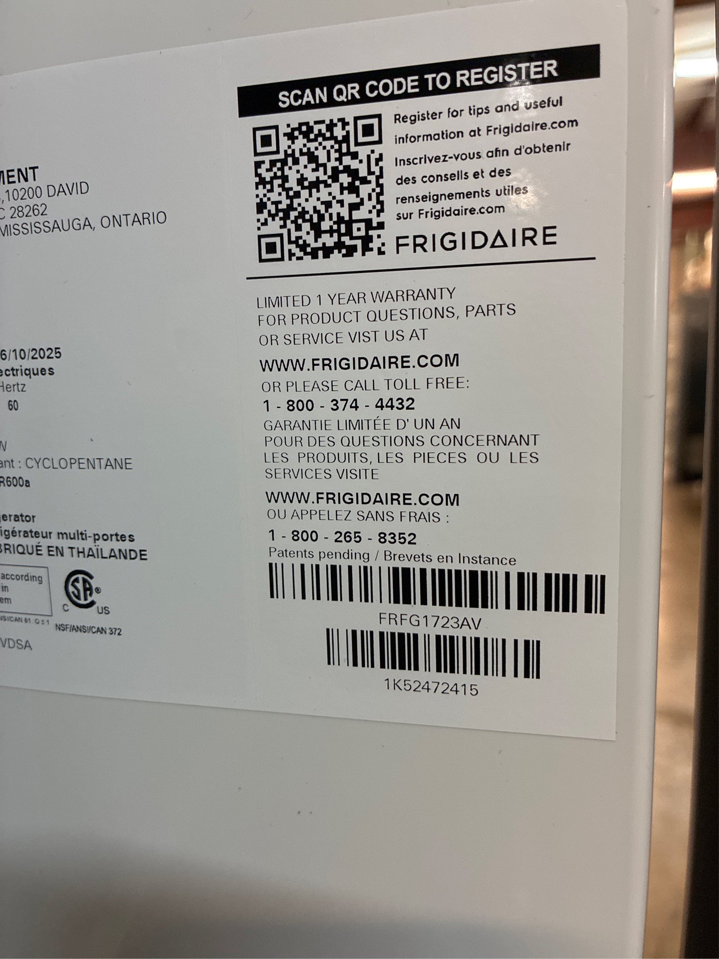 Frigidaire 17.6 cu. ft. French Door Refrigerator