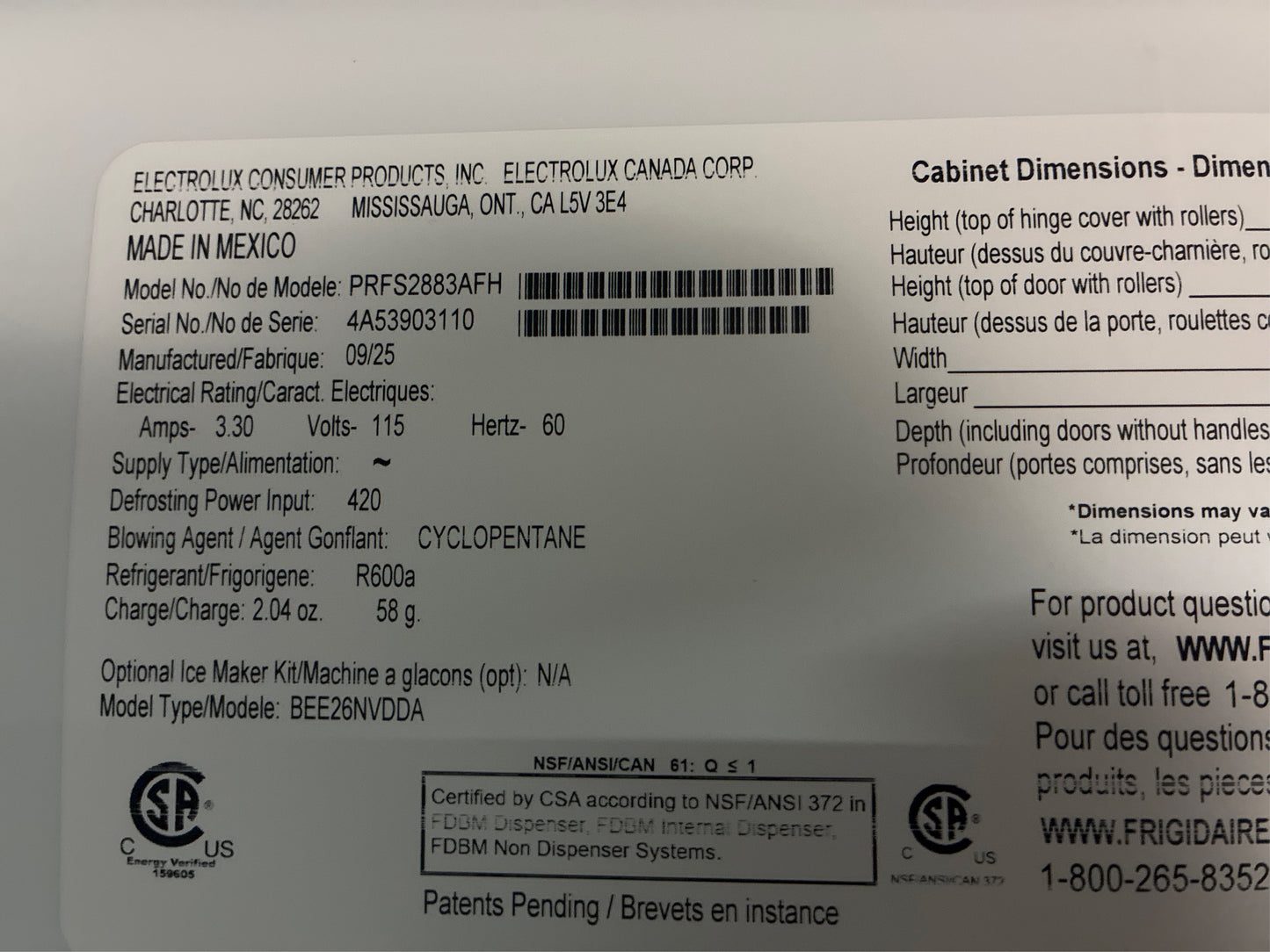Frigidaire Gallery 36 in. French Door Refrigerator – Stainless Steel