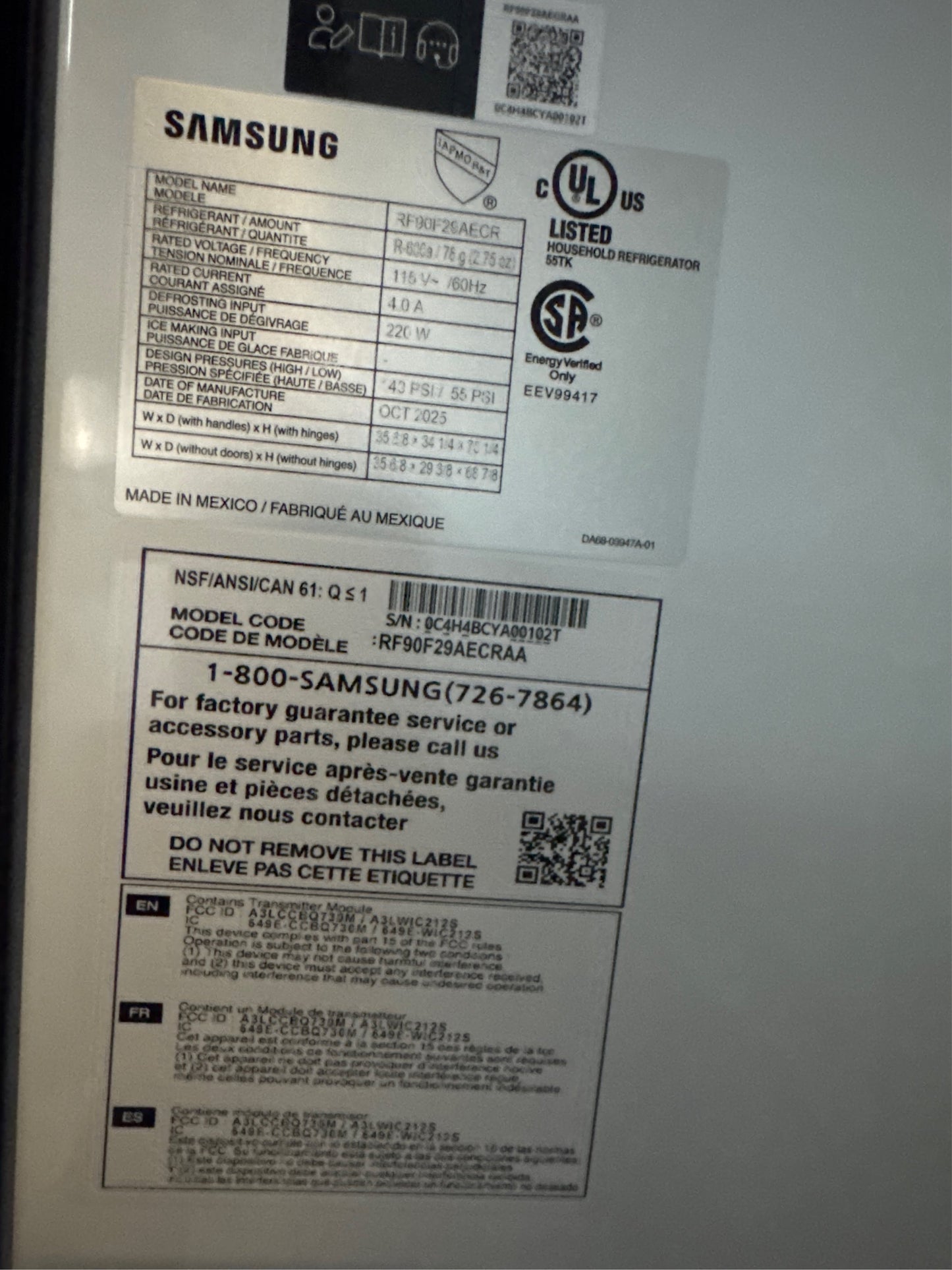 Samsung Bespoke 4-Door Refrigerator (29 cu ft)