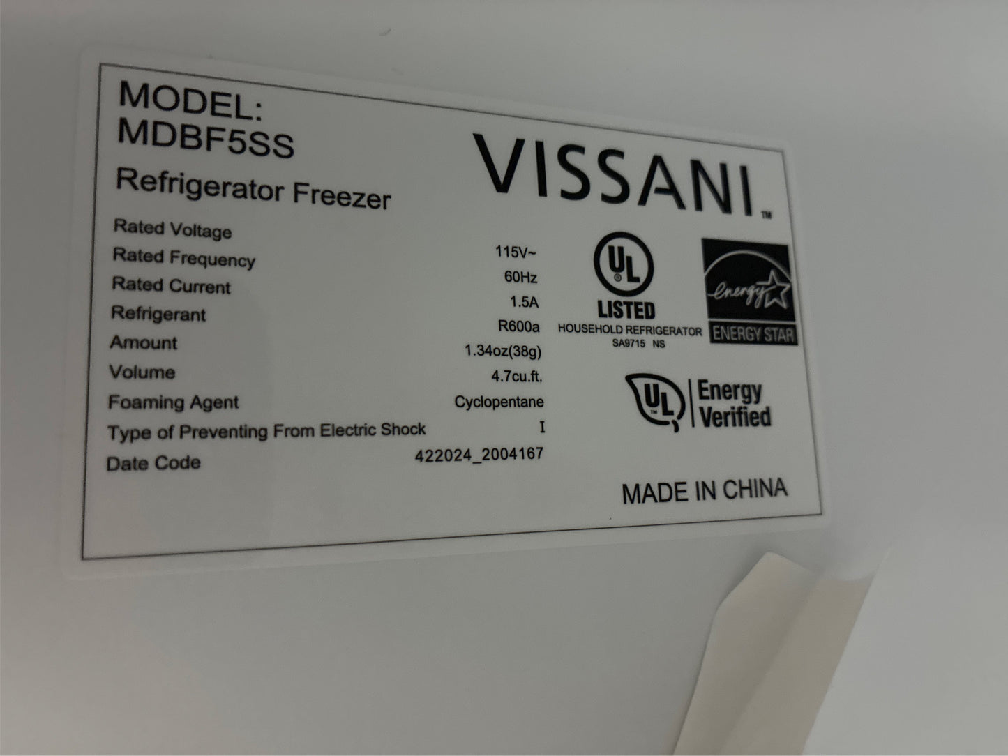 18.50 in. 4.7 cu.ft. Bottom Freezer Refrigerator
