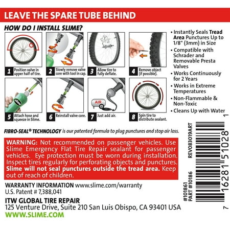 Slime Tube Sealant 4oz to Go! Flat Tire 10186
