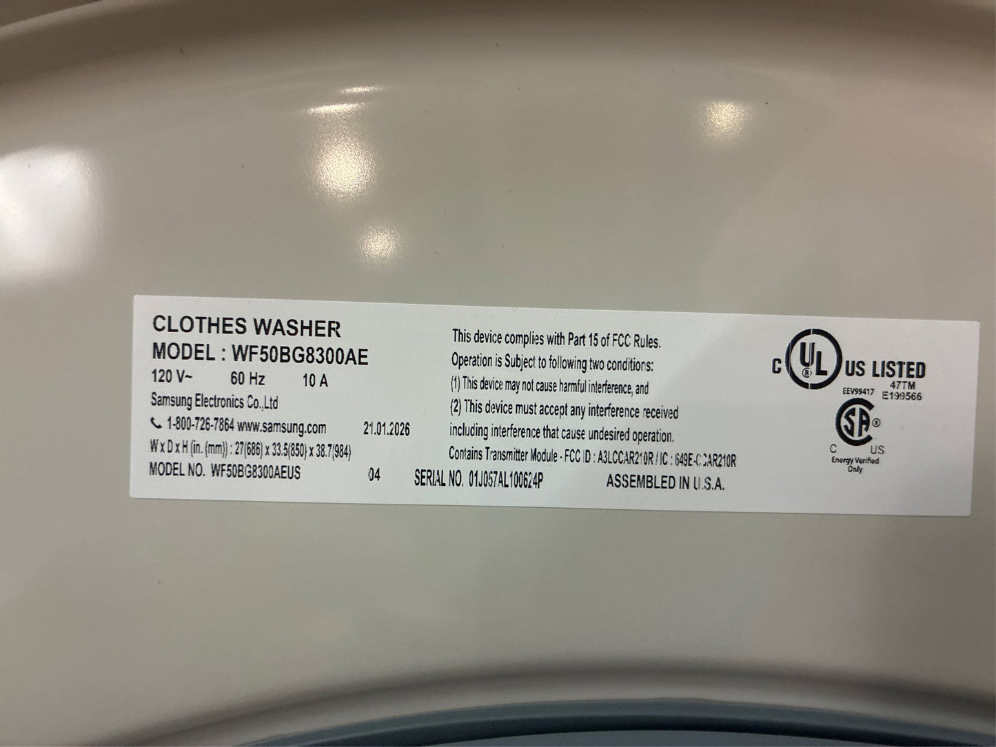 Samsung 5 cu, ft. Smart Front Load Washer, Ivory