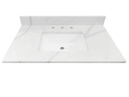 allen + roth 37x22 White Quartz Vanity Top