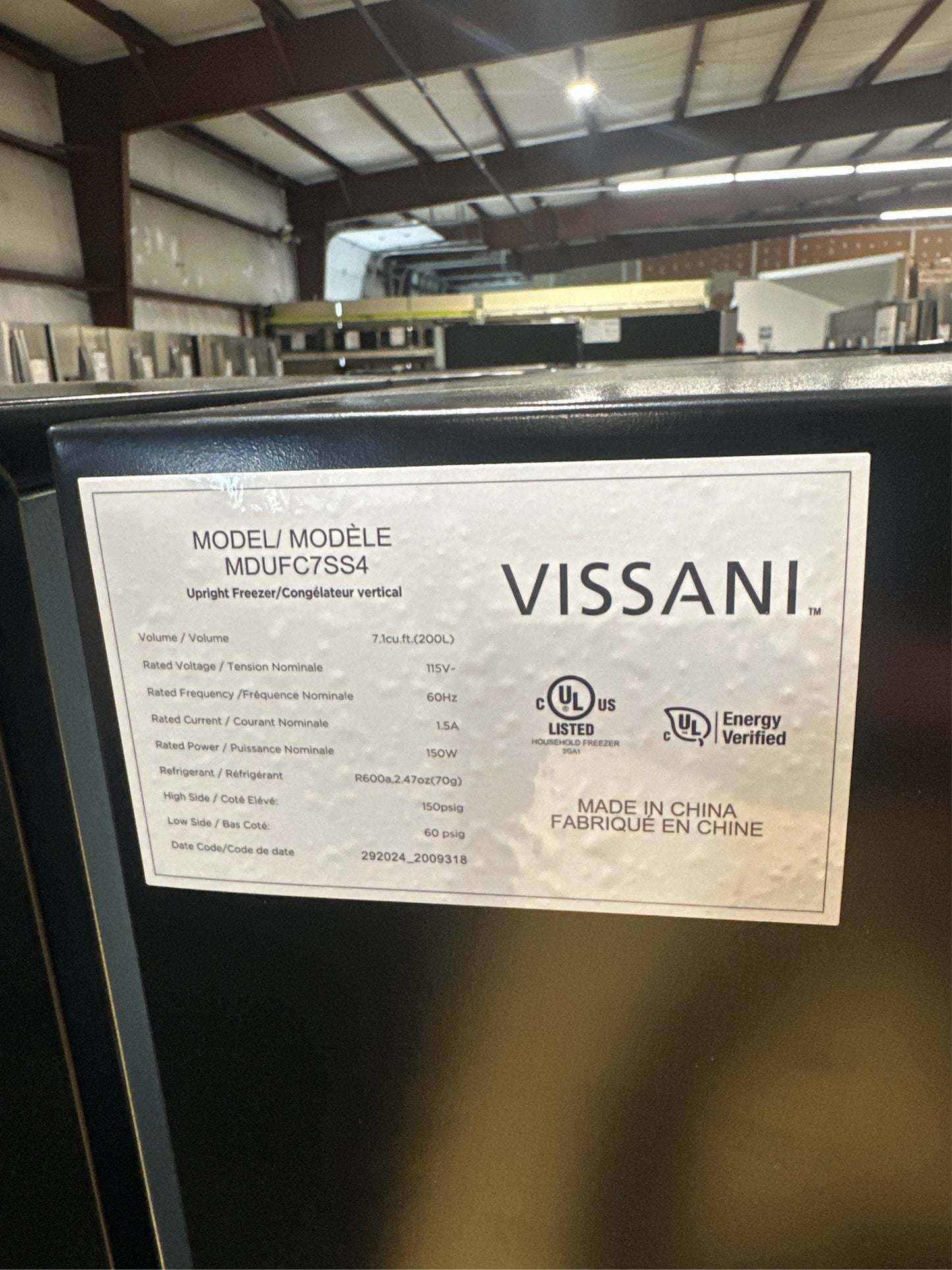 Vissani 7.1 cu. ft. Manual Defrost Upright Freezer
