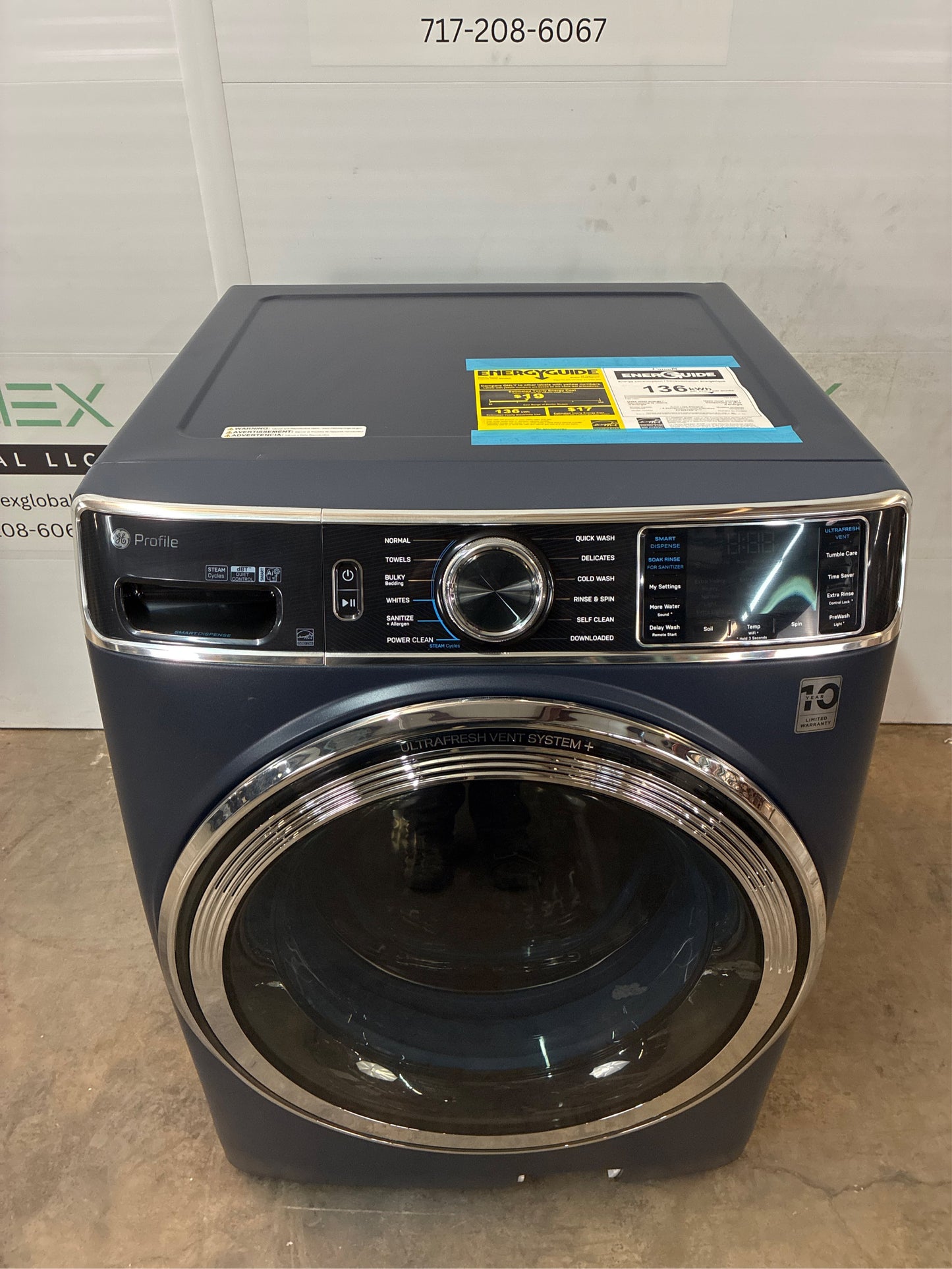 GE Profile 5.3 cu. ft. Smart Front Load Washer, Blue