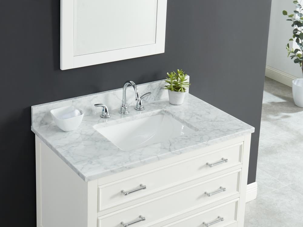 allen + roth 31x22 White Marble Vanity Top