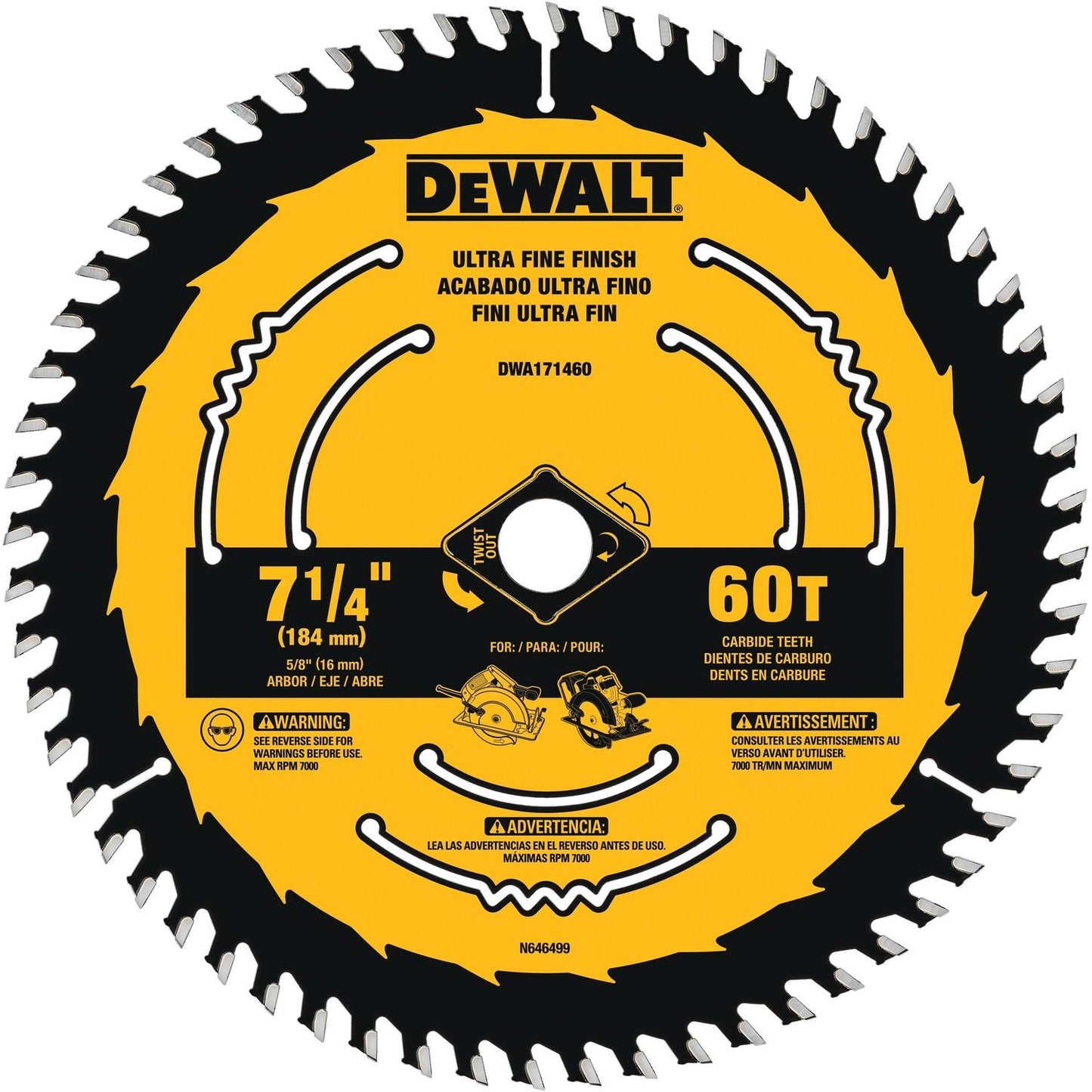 DeWalt 7-1/4 in Tungsten Carbide Saw Blade 60T