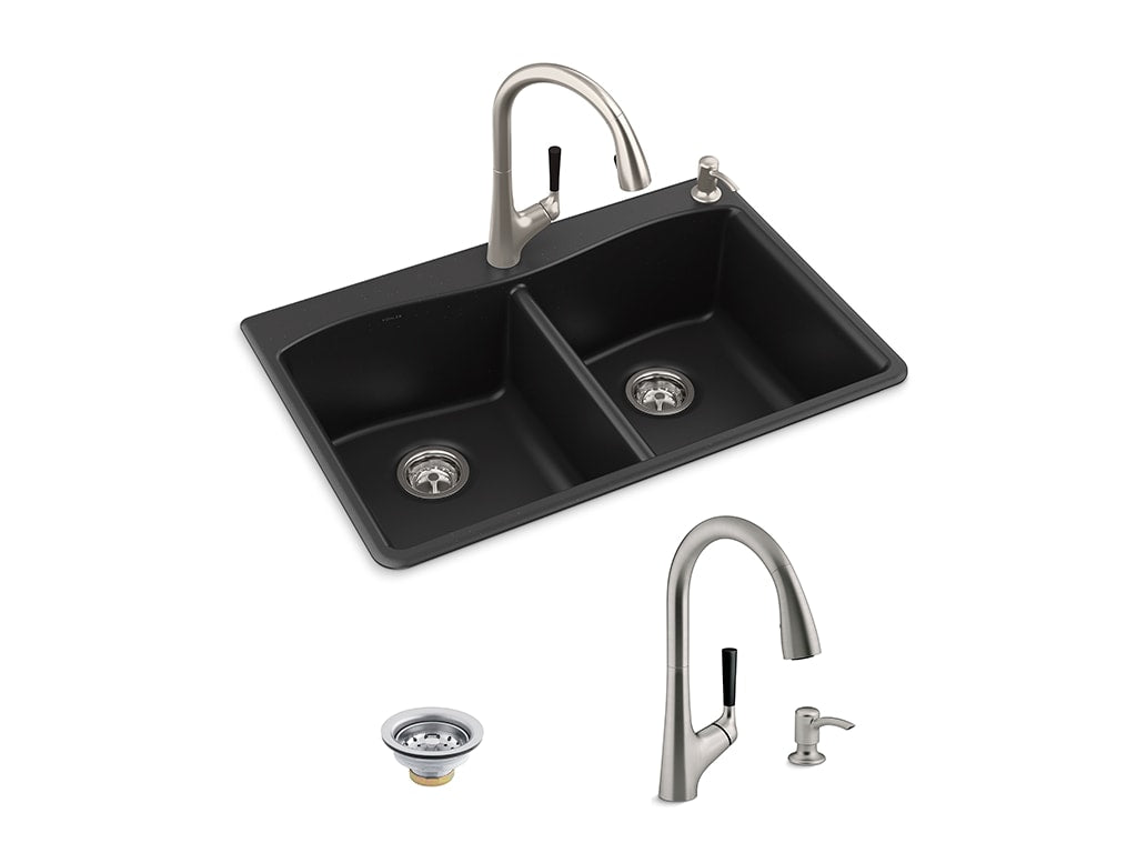 KOHLER Ealing 33x22 Matte Black Sink Kit