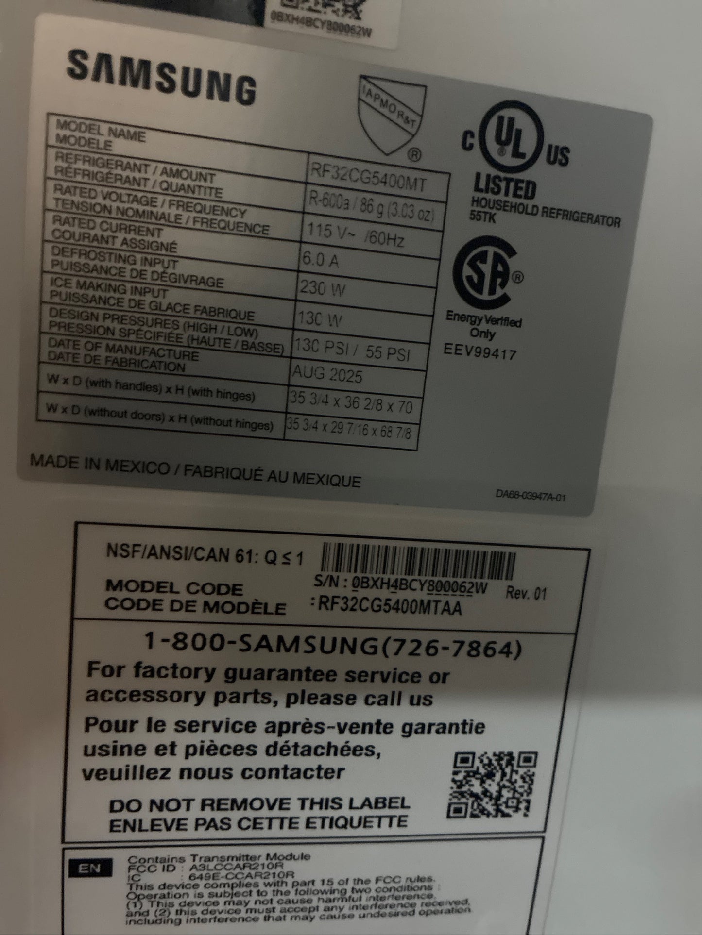 Samsung 31 cu ft. 3-Door French Door Refrigerator