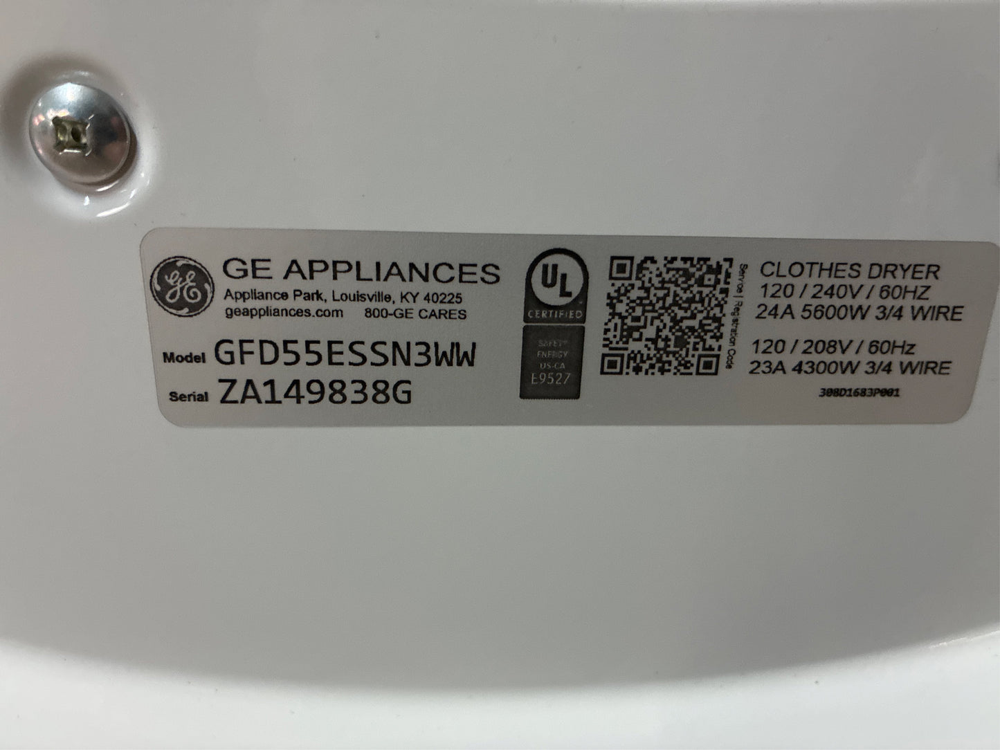 GE 7.8 cu. ft. Smart Front Load Electric Dryer, White