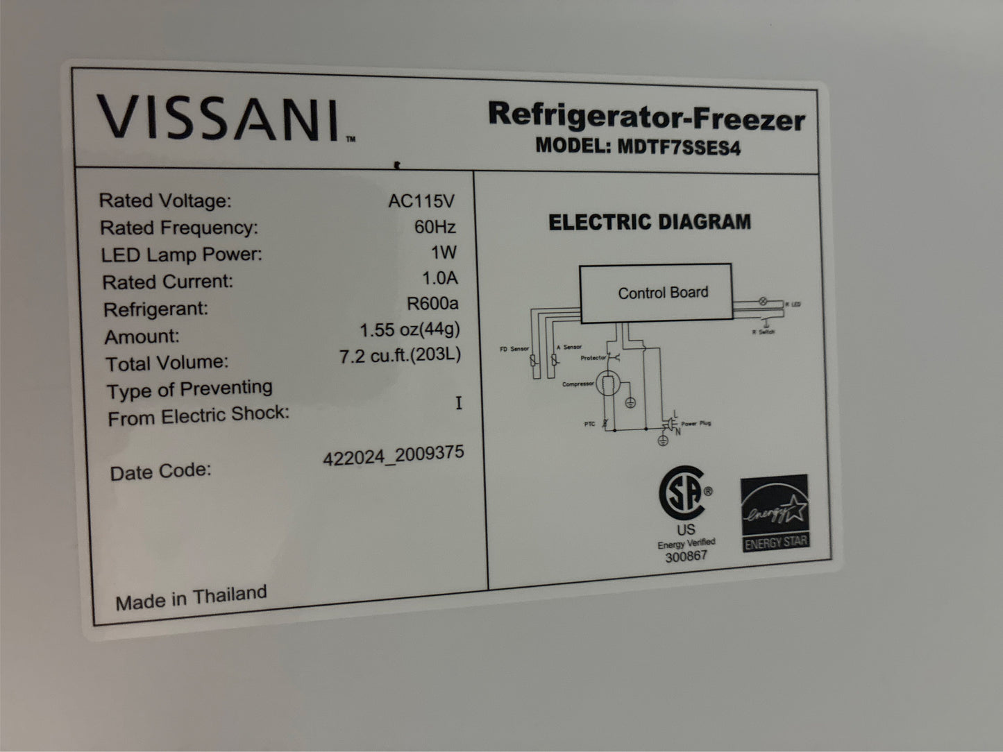 7.2 cu. ft. Top Freezer Refrigerator