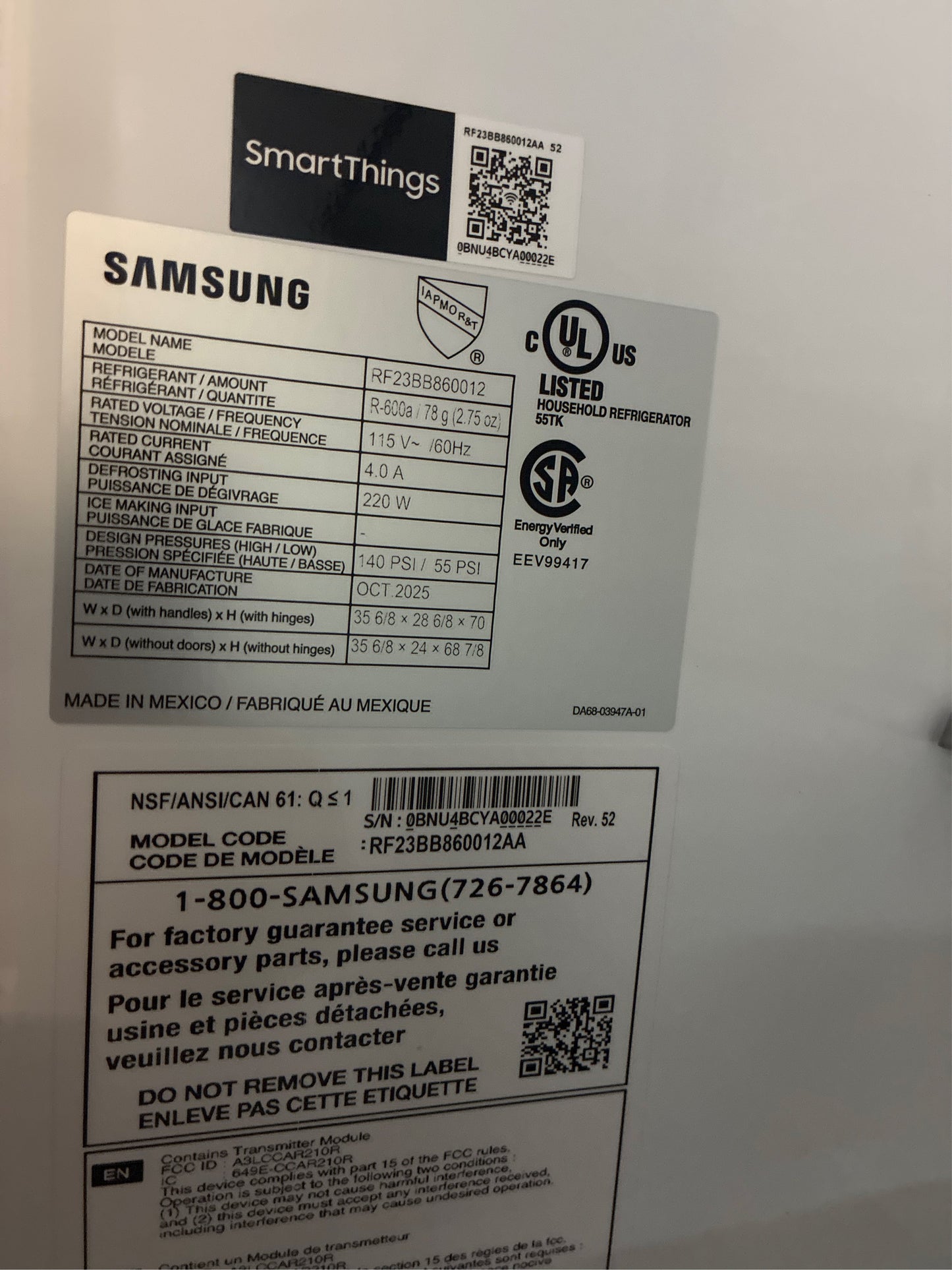 Samsung Bespoke 23 cu. ft., 4-Door Refrigerator