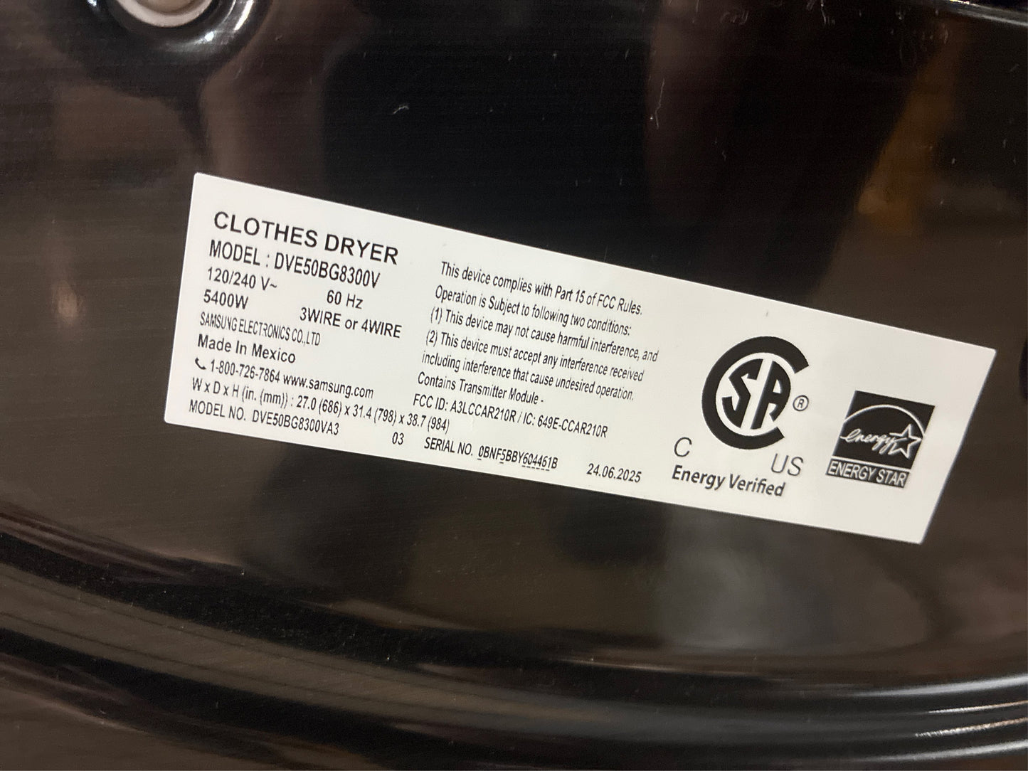 Samsung Smart Electric Dryer, Black