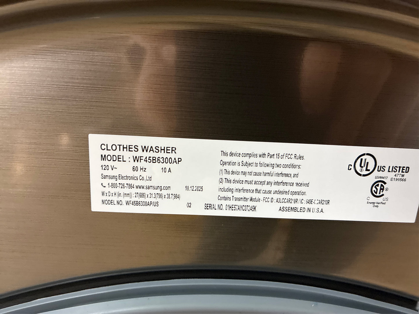 Samsung 4.5 cuft. Smart Front-Load Washer