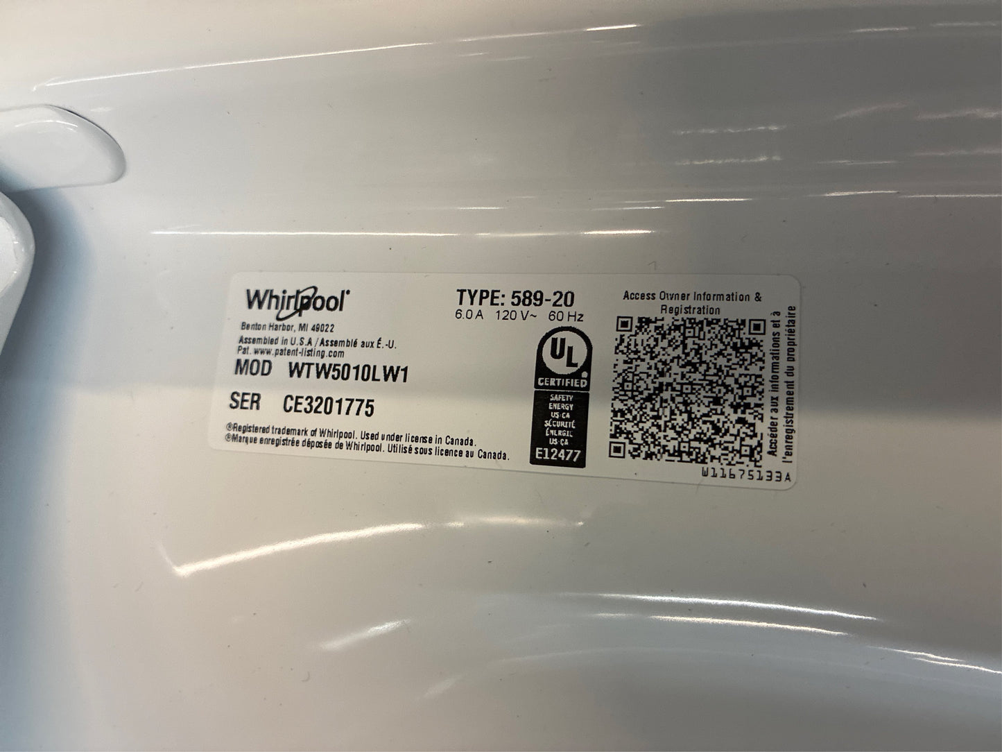 Whirlpool 4.6 cu. ft. Top Load Washer