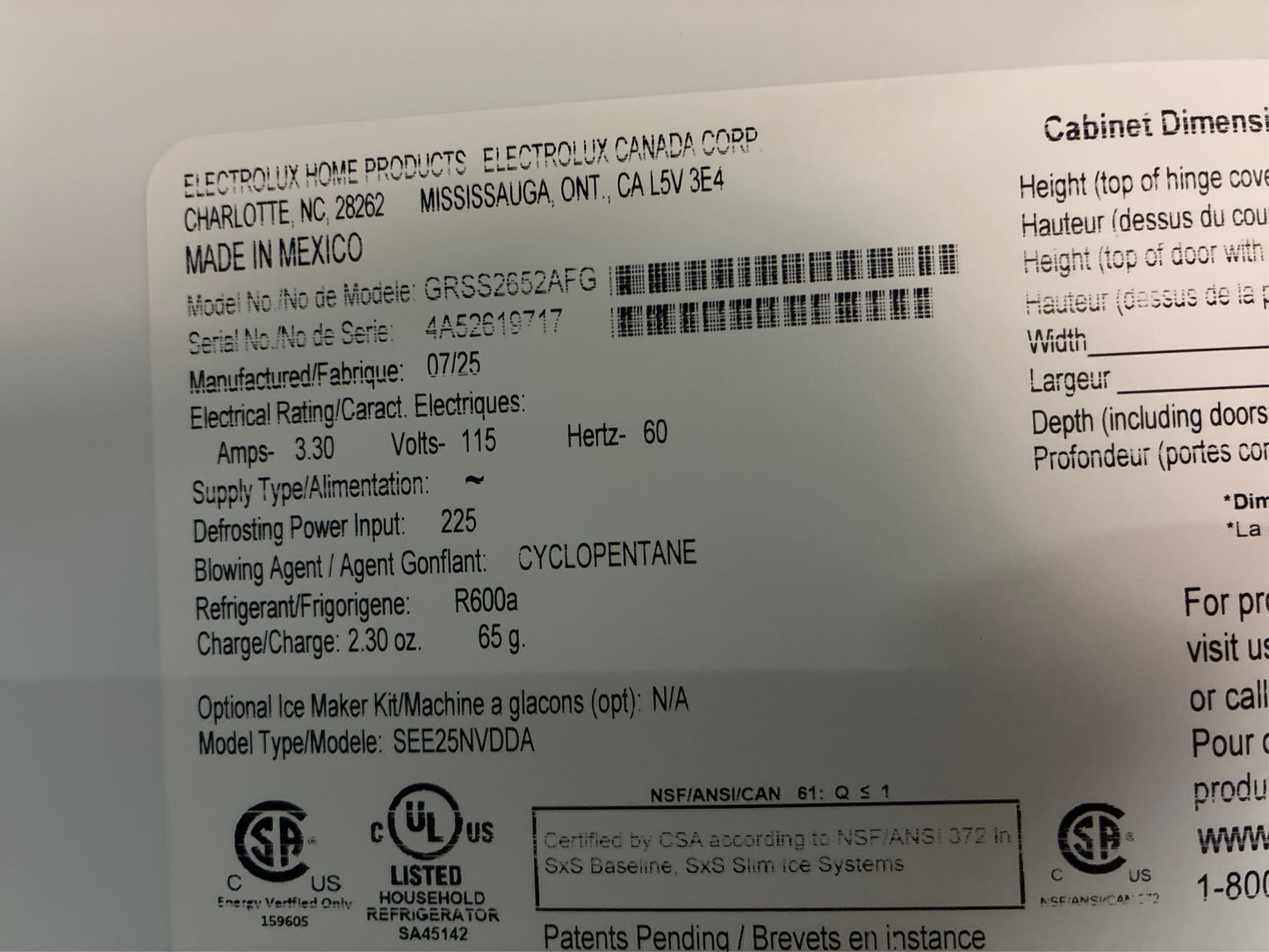 Frigidaire Gallery 25.6-cu ft Refrigerator