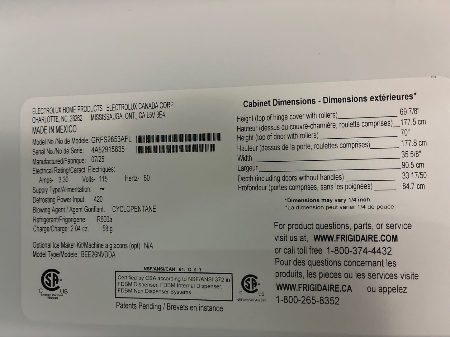 Frigidaire 27.8 cu ft French Door Refrigerator in Steel