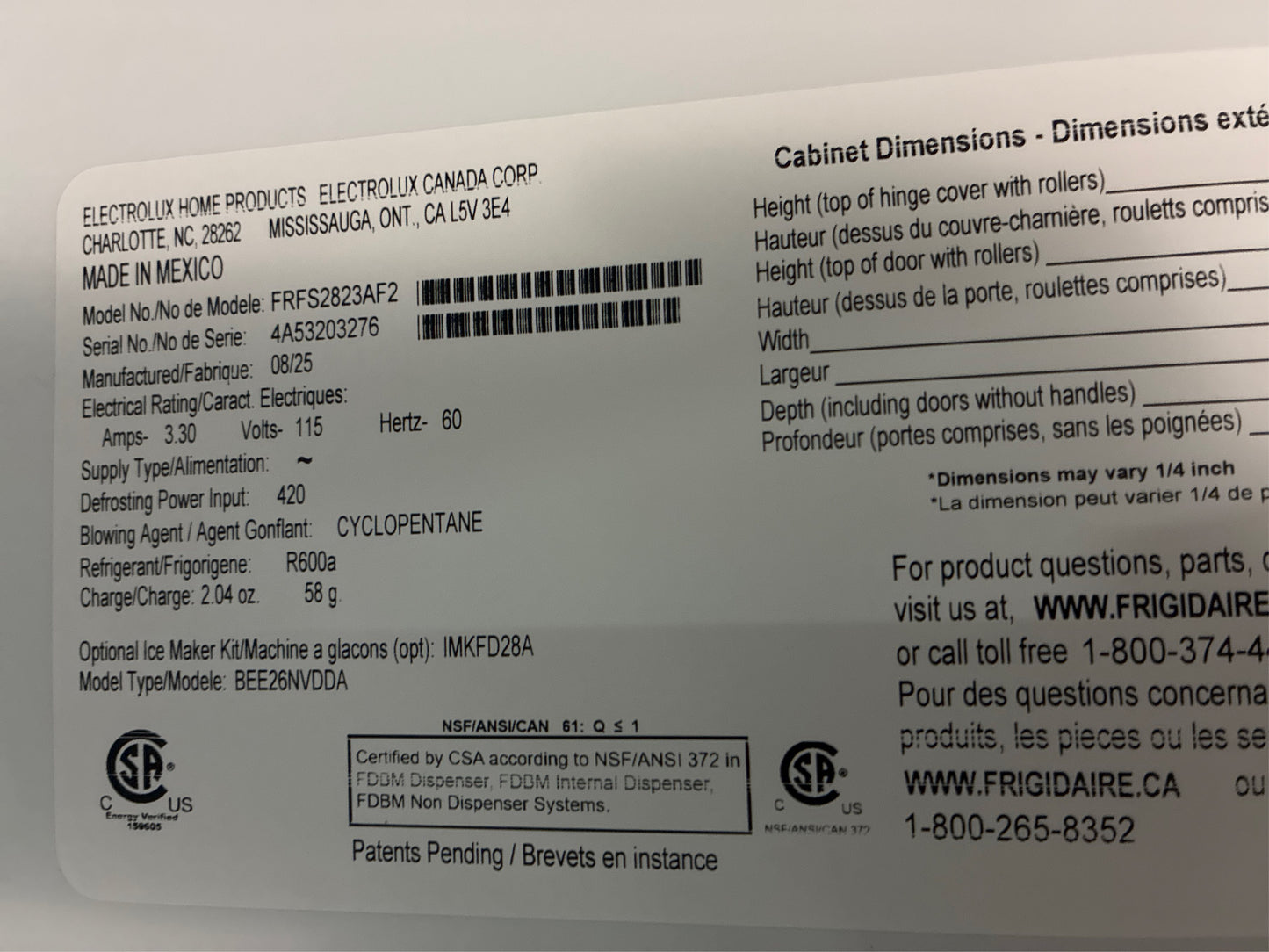 Frigidaire 28 Cu. Ft. French Door Refrigerator