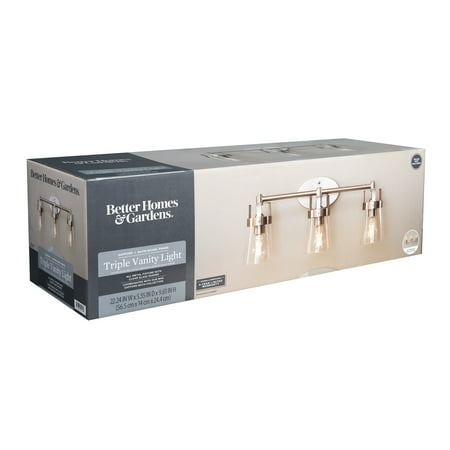 BH&G 22" 3-Head Vanity Light, Satin Nickel