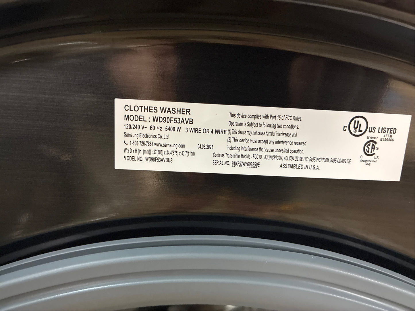 Samsung 5.3 cu. ft. Washer Dryer Combo