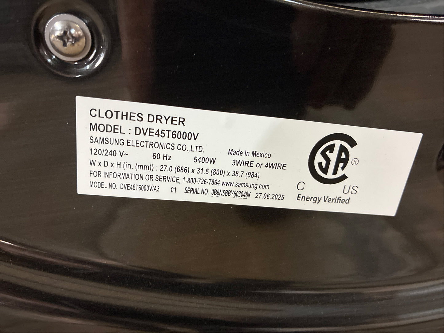 Samsung 7.5 cu. ft. Electric Dryer with Sensor Dry