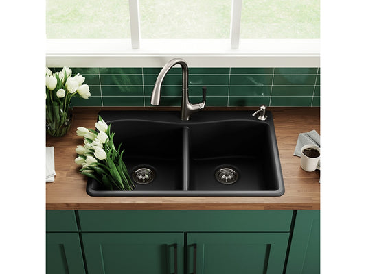 KOHLER Ealing 33x22 Matte Black Sink Kit