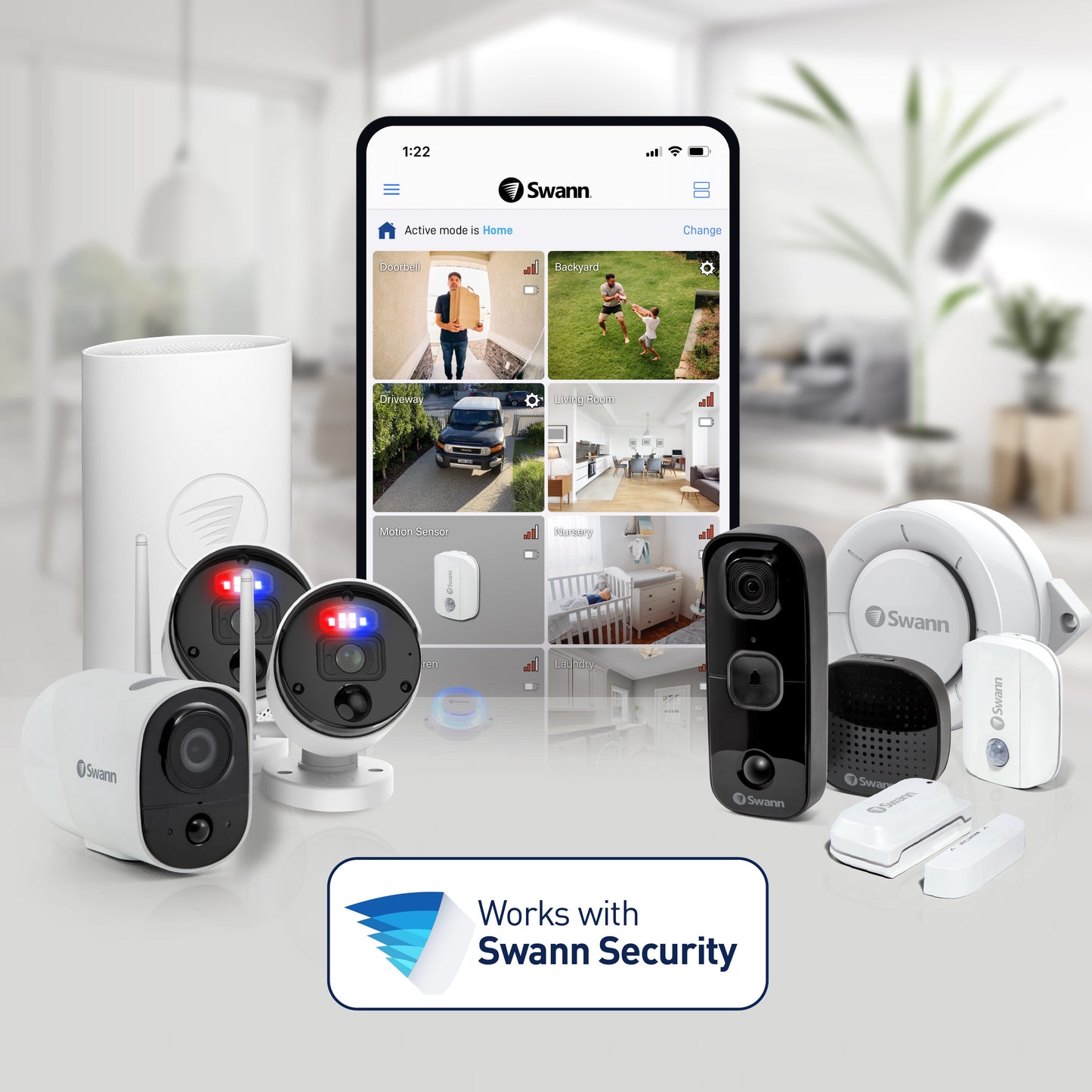 Swann Wireless Floodlight Security Camera 1080P