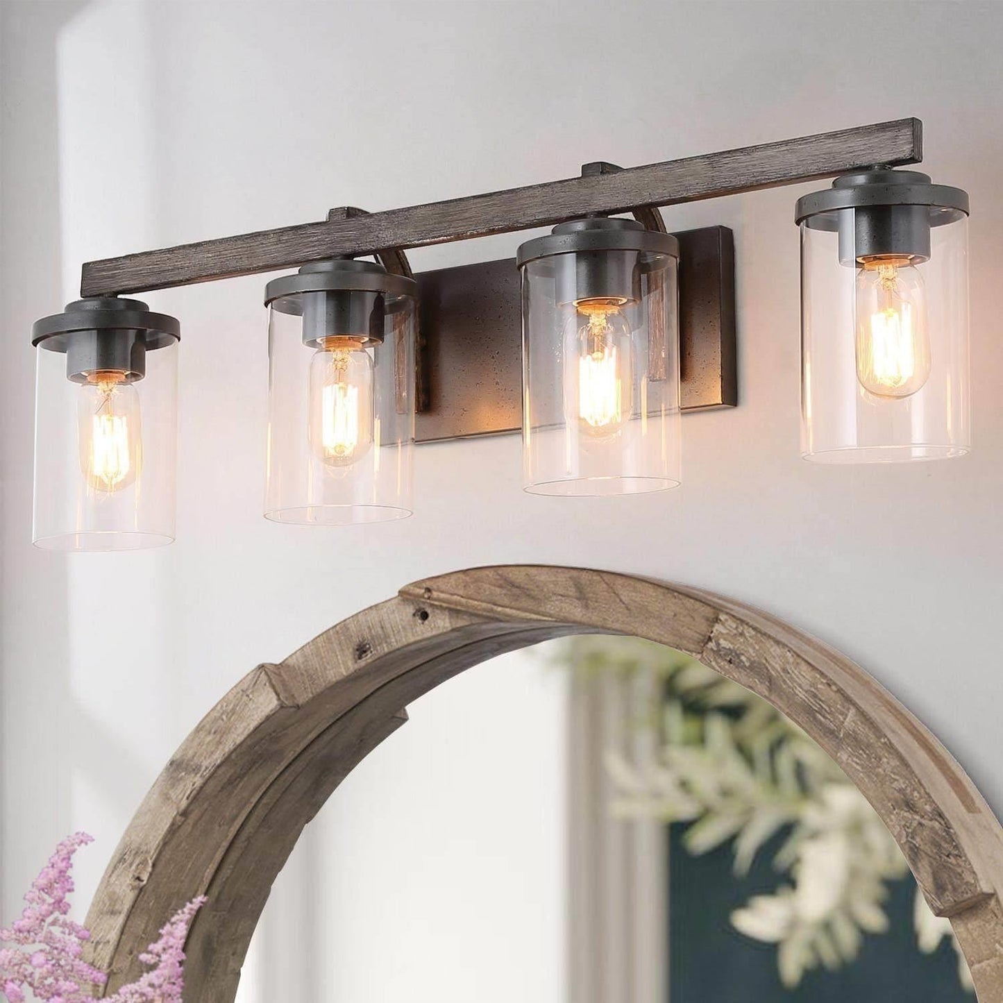LNC Laius 28-in 4-Light Antique Gray Vanity