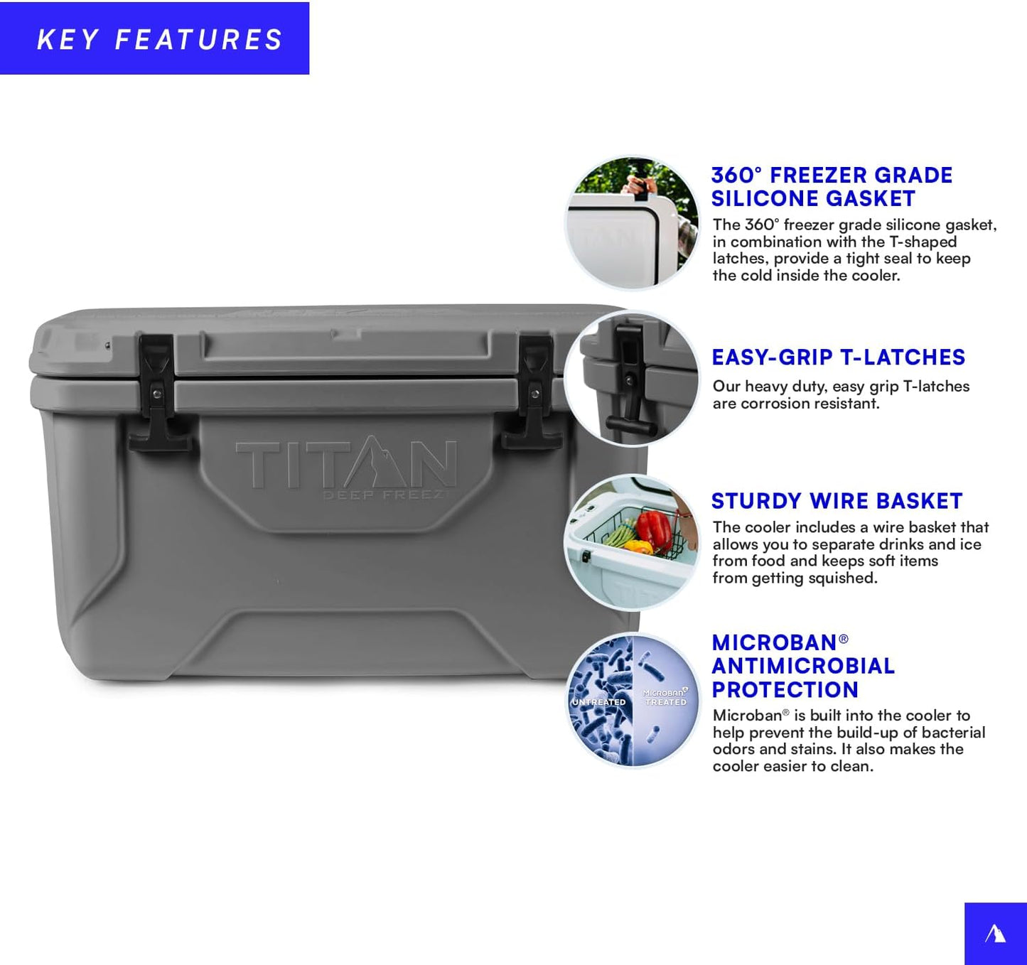 Titan Hard Ice Chest Cooler with Microban