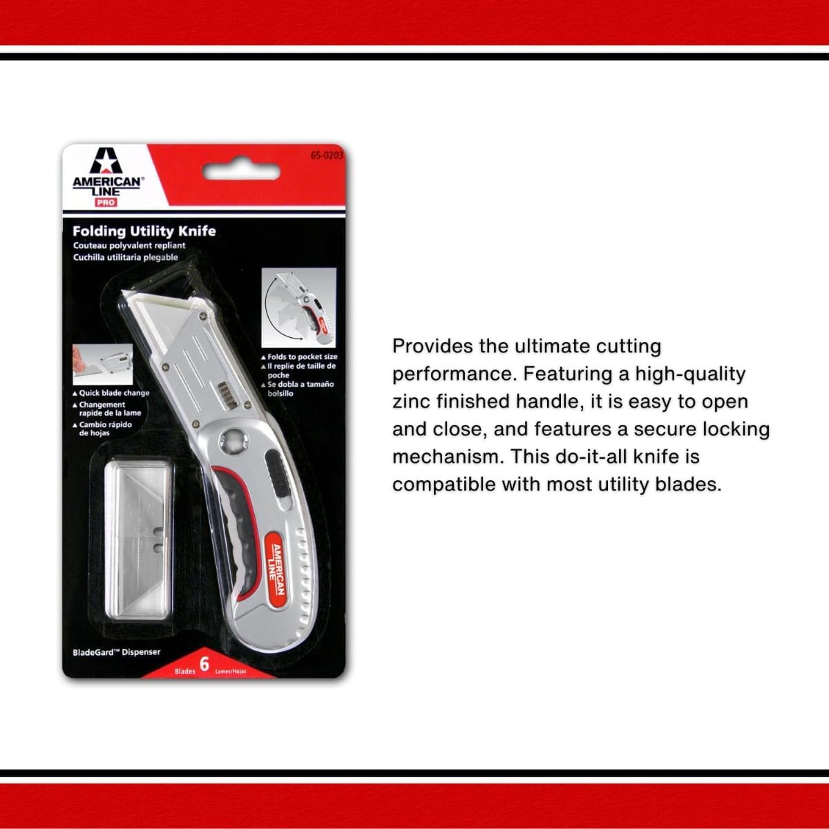 American Line Folding Utility Knife with 6 Blades
