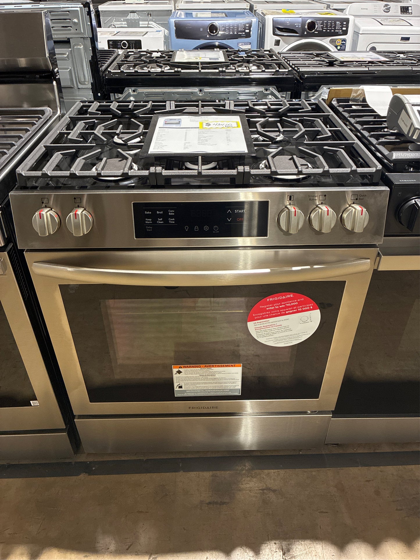 30in 5-Burner Slide-In Gas Range, Stainless Steel