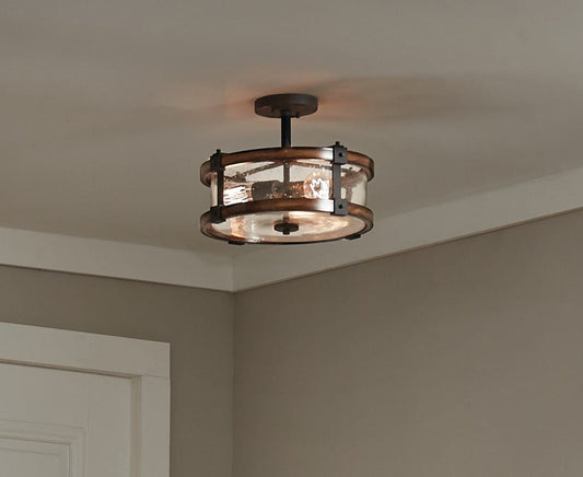 Kichler 14" Distressed Black Semi Flush Light