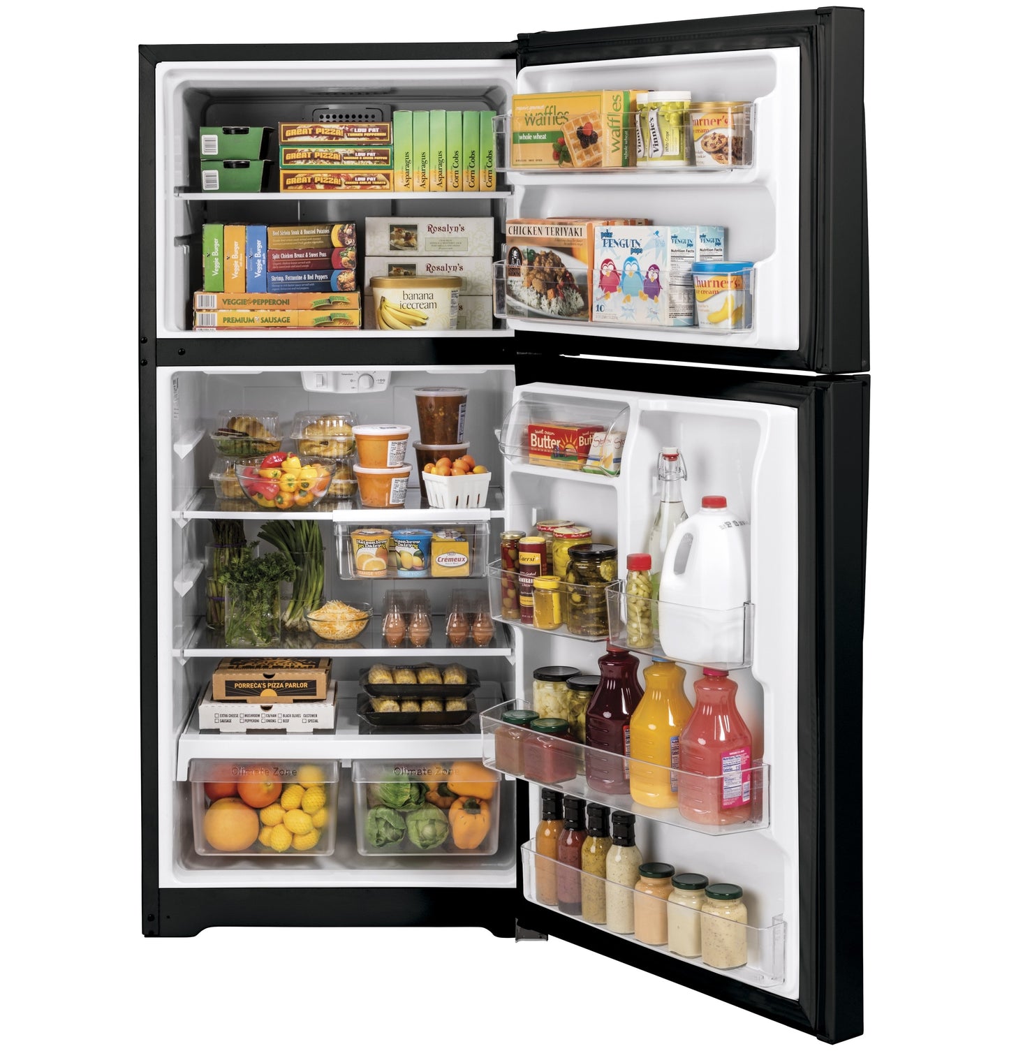 GE 21.9-cu ft Top-Freezer Fridge (Black)