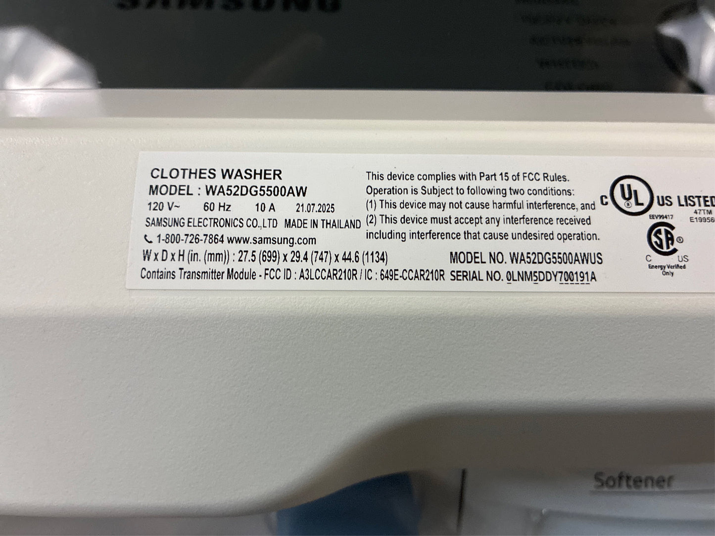 Samsung 5.2 cuft. Top Load Washer White