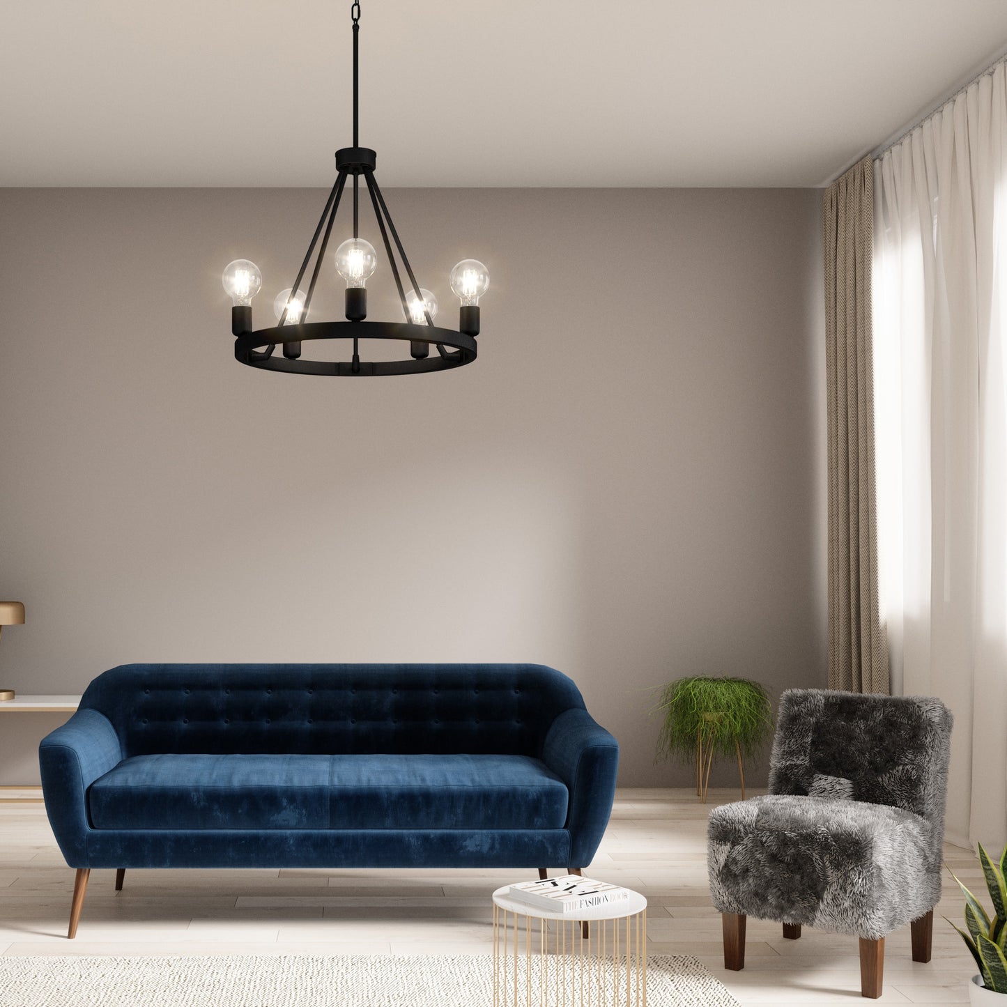 Quoizel Pendle 5-Light Matte Black Chandelier
