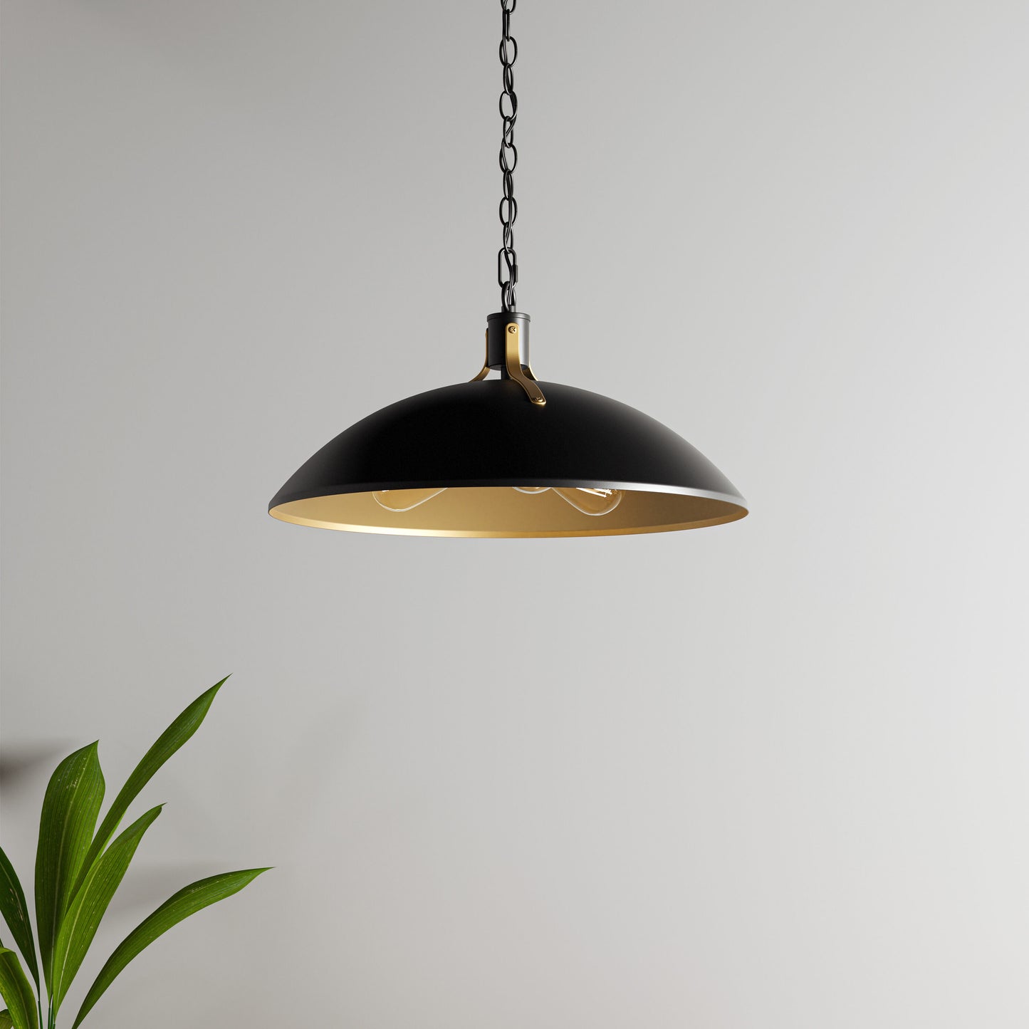 Quoizel Lassen 3-Light Black/Gold Pendant