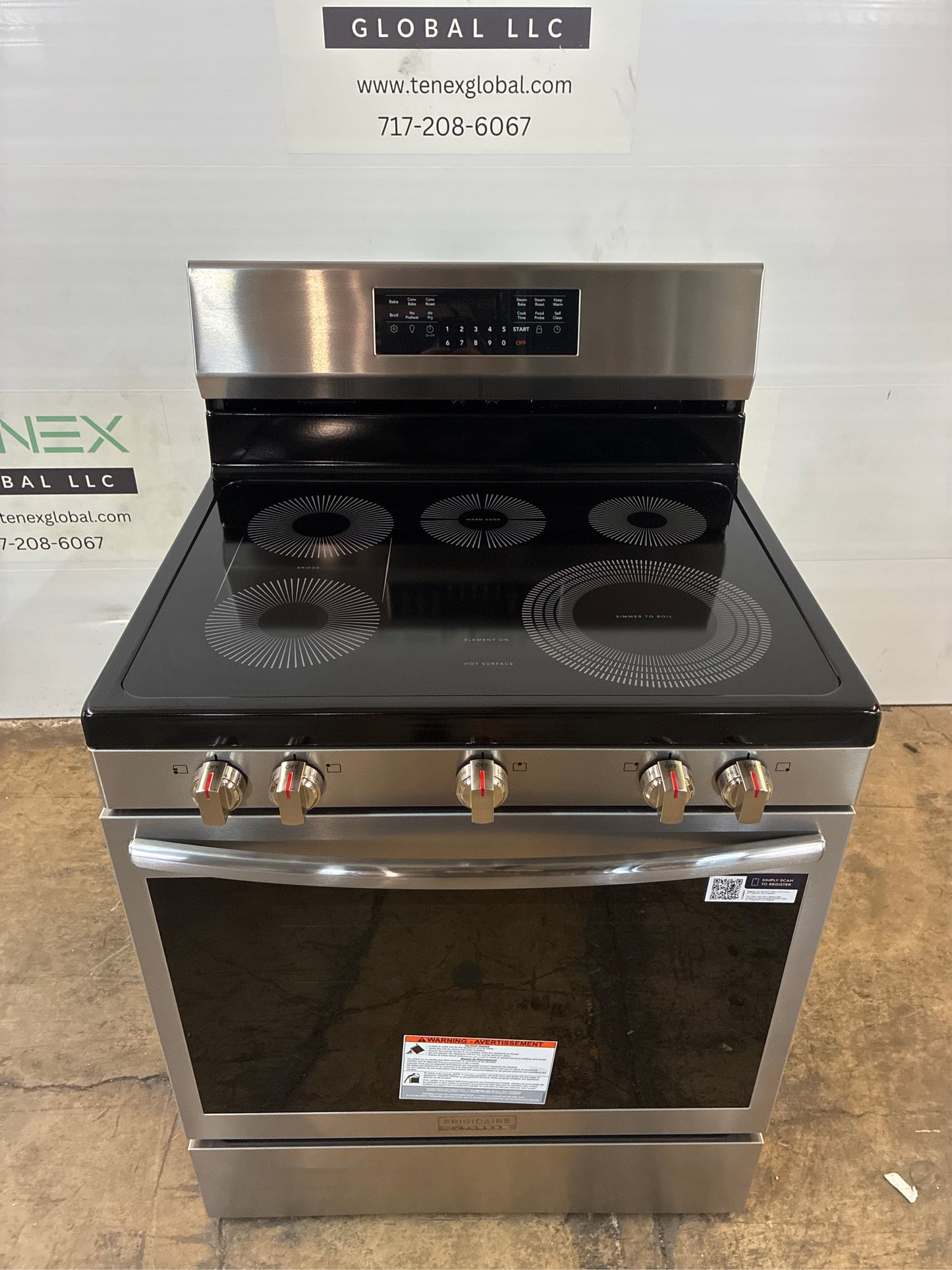 Frigidaire 30in 5 Burner Electric Range, Black SS, Convection