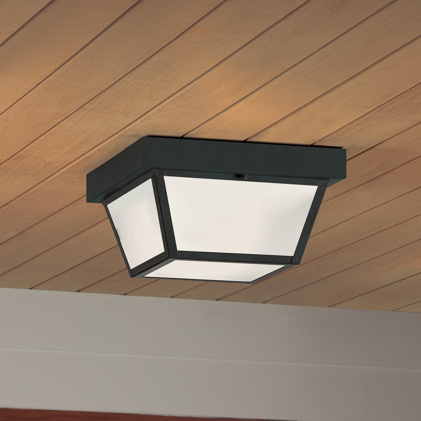 2-Light 10.37-in Matte Black Flush Light