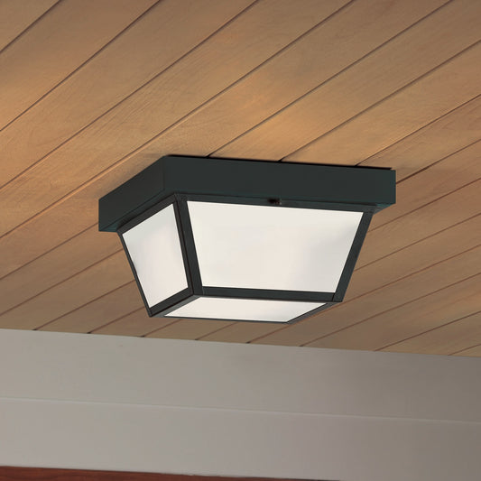 2-Light 10.37-in Matte Black Flush Light